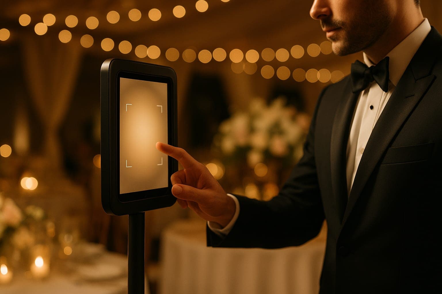 An event photographer reviewing a freshly delivered gallery on a tablet